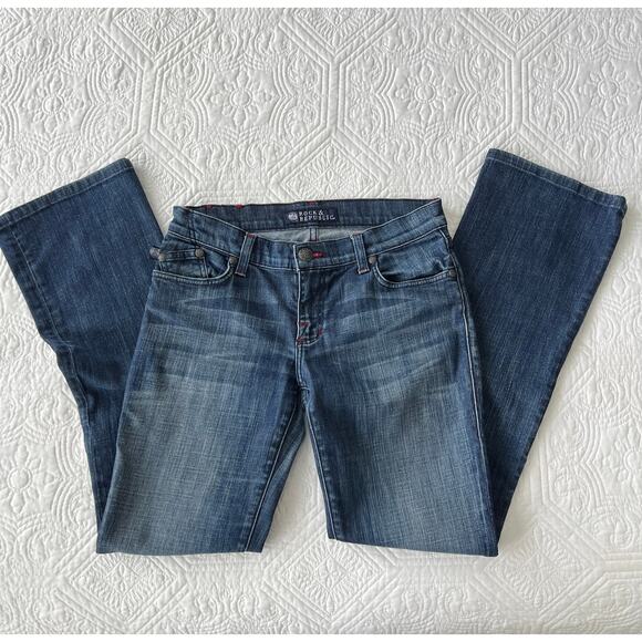 Rock & Republic Kasandra Bootcut Jeans Red Embroidered Pocket 28 - Picture 2 of 8